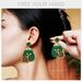St. Patrick's Day green clover earrings fashionable personality exaggerated design women's earrings_ipsvogv.com