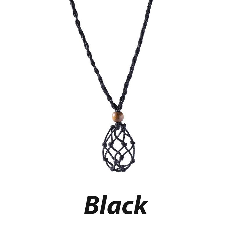 Colorful DIY Crystal Original Woven Necklace Natural Stone Adjustable Telescopic Mesh Bag Pendant Rope_ipsvogv.com