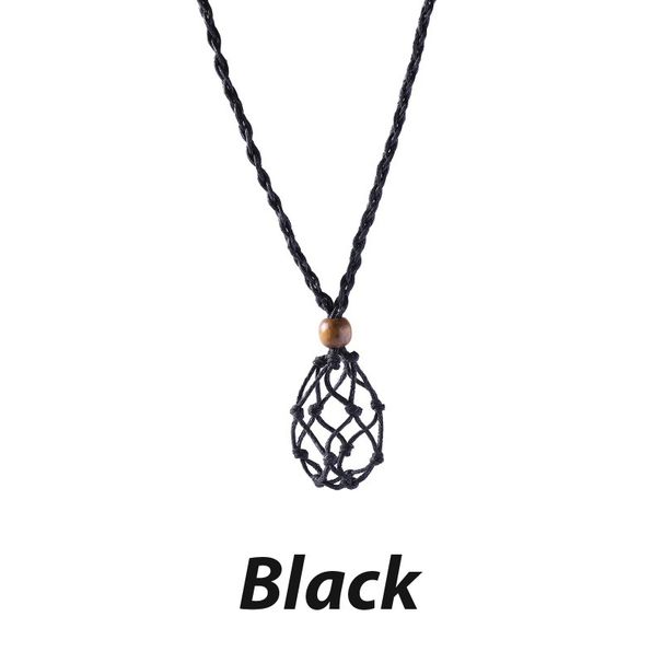 Colorful DIY Crystal Original Woven Necklace Natural Stone Adjustable Telescopic Mesh Bag Pendant Rope_ipsvogv.com