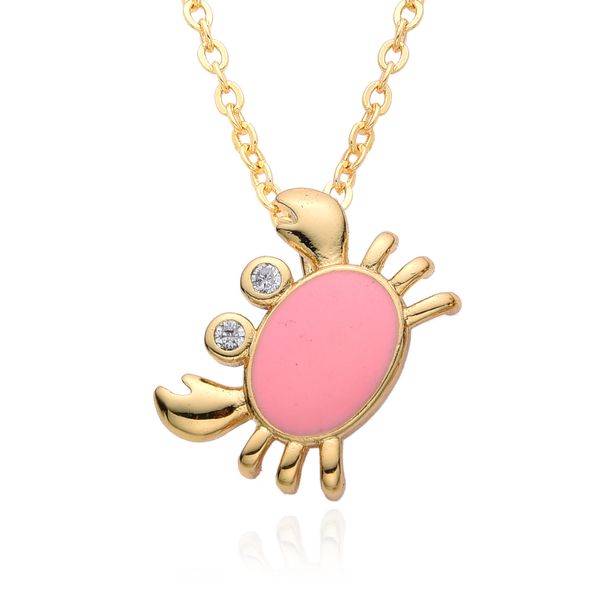 Color Oil Drip Crab Pendant Necklace - Micro Inlaid Zircon Animal Jewelry, Unique Creative Design_ipsvogv.com