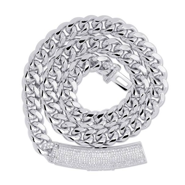 Popular Hip Hop Jewelry Zircon Necklace 12mm Smooth Cuban Chain Men's Necklace_ipsvogv.com