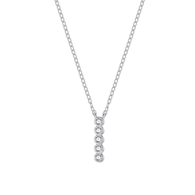 Women's Jewelry Minimalist Style S925 Sterling Silver Round Vertical Horizontal Bar Design Zircon Pendant Versatile Necklace High End_ipsvogv.com