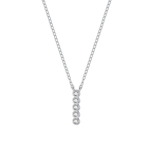 Women's Jewelry Minimalist Style S925 Sterling Silver Round Vertical Horizontal Bar Design Zircon Pendant Versatile Necklace High End_ipsvogv.com