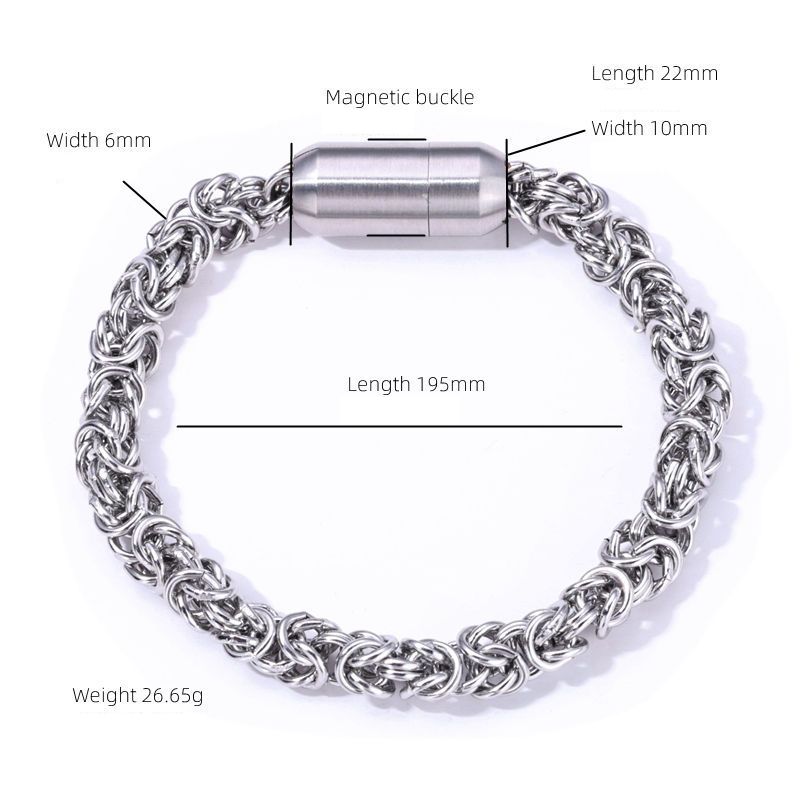 Men's Jewelry Magnetic Buckle Bracelet Jewelry Street Punk Style Domineering Chain Necklace Jewelry Set_ipsvogv.com