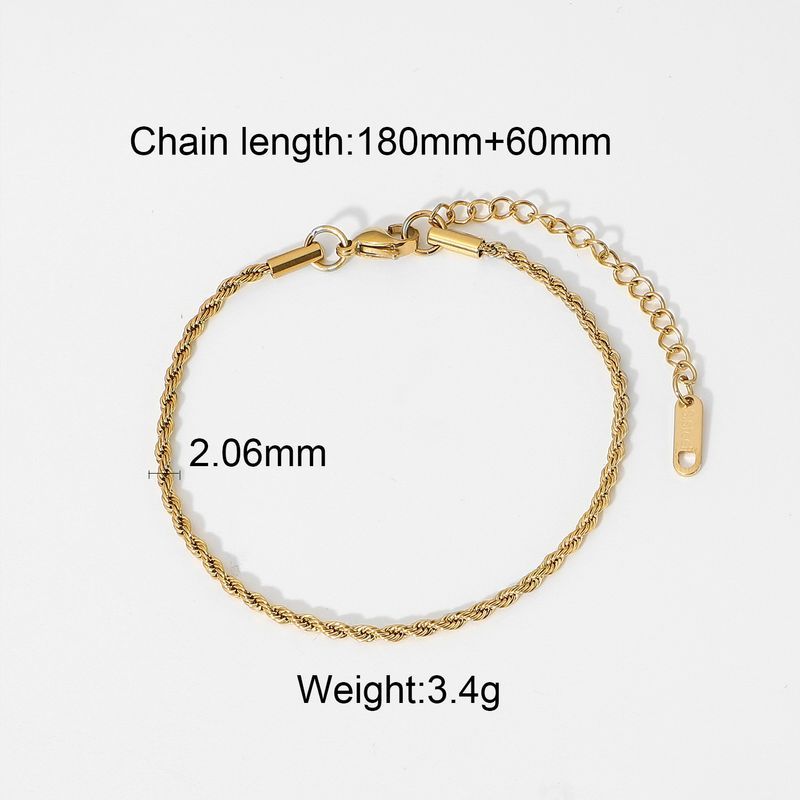 Classic Gold Rope Fried Dough Twists Chic Gift Gold-plated Stainless Steel Fashion Bracelet Jewelry Batch_ipsvogv.com