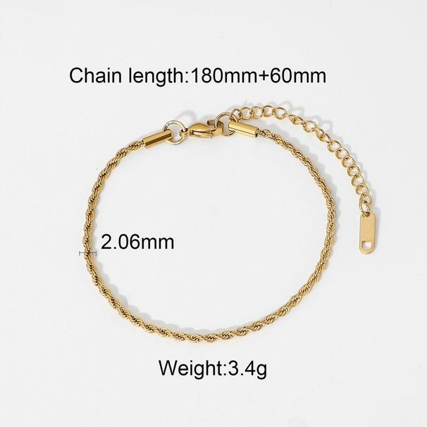 Classic Gold Rope Fried Dough Twists Chic Gift Gold-plated Stainless Steel Fashion Bracelet Jewelry Batch_ipsvogv.com