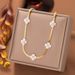 Stainless Steel Fashion Niche Set White Shell Butterfly Clover Daisy Necklace For Women_ipsvogv.com