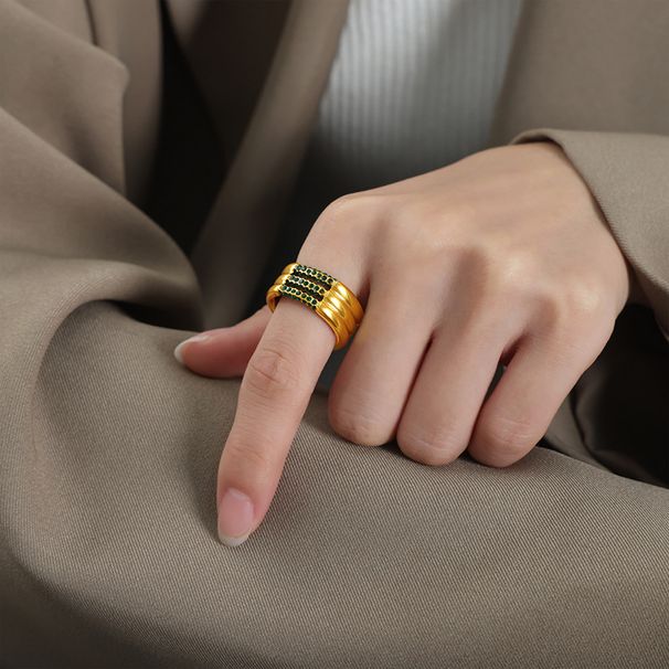 Three-Layer Stacking Ring Titanium Steel Multi-Color Czech Zirconia Jewelry Rings For Women Size 6/7/8_ipsvogv.com