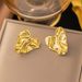 Ins Personalized Stainless Steel Pleated Earrings, Niche Heart-shaped Design, Gold-plated Luxury Earrings Accessories_ipsvogv.com