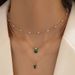 Sweater Creative Grandmother Blue Green Pearl Multi-layer Necklace Simple Three-layer Collarbone Chain_ipsvogv.com