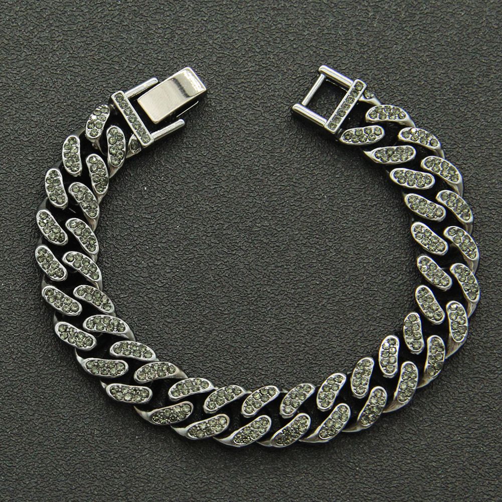 Hip Hop Full Diamond Cuban Chain Necklace Personalized Street Dance Motorcycle Men's Cool Accessories Jewelry Width 13mm_ipsvogv.com