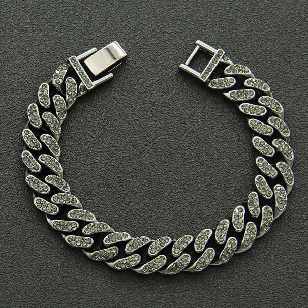 Hip Hop Full Diamond Cuban Chain Necklace Personalized Street Dance Motorcycle Men's Cool Accessories Jewelry Width 13mm_ipsvogv.com