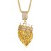 Hip Hop Jewelry Titanium Steel Gold-Plated Diamond-Studded Crown Lion Head Pendant Necklace_ipsvogv.com