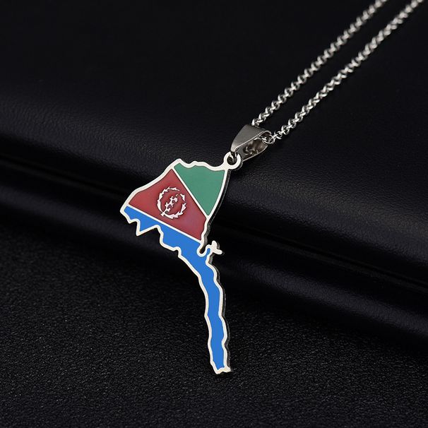Africa Eritrea map pendant necklace oil drop retro men and women stainless steel pendant_ipsvogv.com