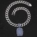 Niche personality hip hop retro original blue diamond full diamond watch pendant men's versatile Cuban necklace_ipsvogv.com