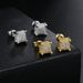 Square threaded men's micro inlaid zircon full diamond earrings, street trendy hip-hop popular earrings_ipsvogv.com