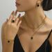 Ins high-end double-layer stacked black square necklace earring set light luxury niche bracelet index finger ring_ipsvogv.com
