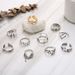 Hot Selling Personalized Leaf, Star, Moon Ring, Fashionable Monochrome Opening, Double-layer, 10 Piece Set Of Rings_ipsvogv.com