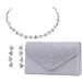 Fashion diamond suit evening bag necklace earrings female wave rhinestone simple handbag three piece accessories_ipsvogv.com