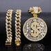 Unisex Hip Hop Jewelry New US Dollar Round Pendant High End Hip Hop Trendy Rap Men's Cuban Chain_ipsvogv.com
