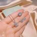 Hot Sale Simple And Fashionable Korean High Carbon Zircon Ring Earring Pendant White Copper Three Piece Birthday Gift_ipsvogv.com
