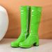 Women's Shoes autumn and winter new thick heel medium heel women's boots patent leather high boots square toe boots white side zipper pole dance boots_ipsvogv.com