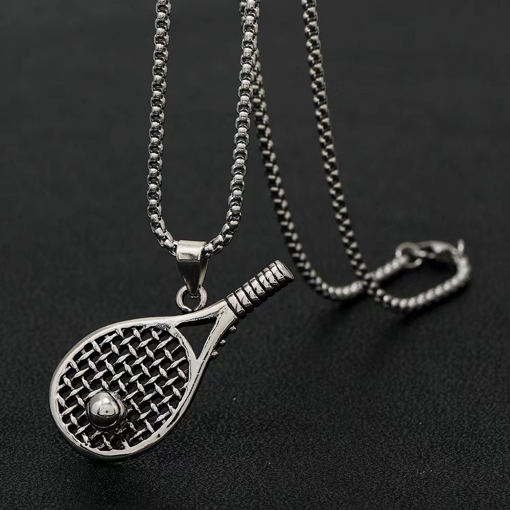 Trendy Men's Necklace Tennis Racket Pendant Hip-Hop Fashion Personality Cool Sports Expert Sweater Chain_ipsvogv.com