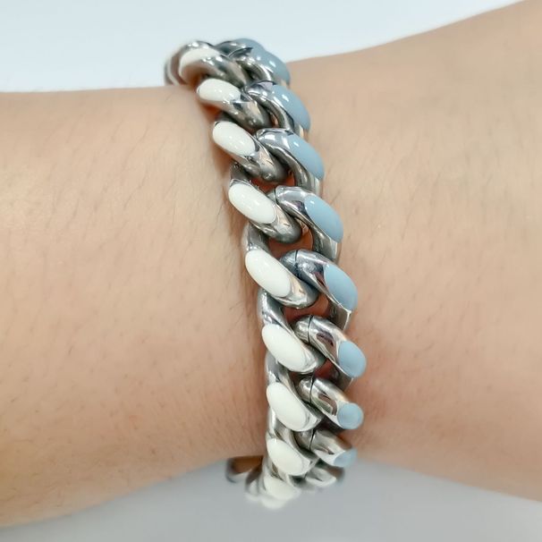 Men's Jewelry Fashion Hip Hop Cuban Bracelet Jewelry Oil Drop Splicing Simple Couple Personality Bracelet Jewelry_ipsvogv.com
