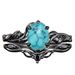 Sanjie's New RING Alloy Inlaid Turquoise Electroplated Gun Black Women's Engagement Ring_ipsvogv.com