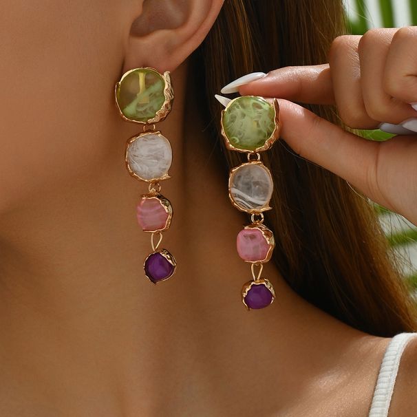 Minimalist forest style geometric circular for women, versatile niche, inlaid with high-end design and earrings_ipsvogv.com