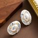 French Medieval Style Oval Oil Drop Gold Foil Pearl With Feminine Elegance And High-end Feeling Silver Needle Earrings_ipsvogv.com