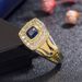 Diamond Inlaid Two-color Ring, Men's Business Blue Crystal Color Ring Jewelry_ipsvogv.com