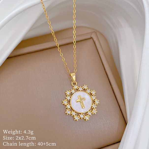 Star 【 】 Cross Stone Light Luxury Charm Gorgeous Full Diamond Necklace Women's Versatile Clavicle Titanium Steel Chain 【 】_ipsvogv.com