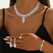 2025 New Hollow Leaf Necklace Earrings Bracelet Ring Four-Piece Set Bridal Wedding Rhinestone Accessories_ipsvogv.com