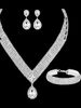 Light Luxury Style Women's Water Drop Pendant Zircon Necklace Earrings Bracelet Bridal Wedding Accessories_ipsvogv.com