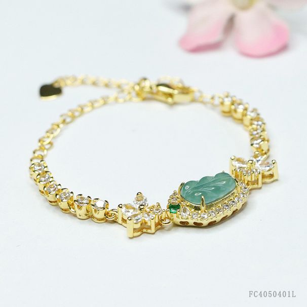 Unisex Natural A Grade Jade Bracelet Blue Water Leaf Bracelet Jade_ipsvogv.com