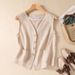 Women's Clothing new fashion short cotton and linen vest single layer vest retro casual ladies sleeveless cardigan top_ipsvogv.com