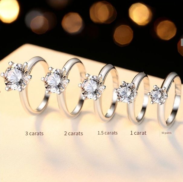 S925 Silver Hollow Ring Female Moissanite Ring Celebrity Style Six Claw Anti Real Diamond Finger Ring_ipsvogv.com