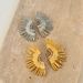 Unisex Real Gold Electroplated Titanium Steel Vintage Sun Rays Zircon Earrings_ipsvogv.com