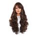 European And American Wig Female Long Hair Wavy Red Brown Highlights Gold Oblique Bangs Curly Hair Daily Wig Fluffy Full Head Cover_ipsvogv.com
