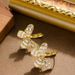 French Sweet Cute Little Fresh Diamond Studded Butterfly With Ear Buckles, Feminine Temperament, Simple And High-end_ipsvogv.com