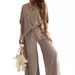 Women's Clothing V neck bat sleeve top casual pants set_ipsvogv.com