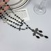 Gothic Punk Style Black Cross Beaded Necklace Women's Long Sweater Chain Niche Design Sweater Chain Accessories_ipsvogv.com