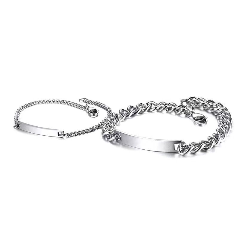 Chain High-End Titanium Steel Electroplated DIY Engraving Couple Cuban Bracelet_ipsvogv.com