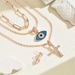 Minimalist cross double layered design Devil's Eye necklace with personalized zircon inlay, niche high-end earrings_ipsvogv.com