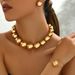 Fashion OL commuting style geometric bracelet necklace earring set, niche light luxury round ball design jewelry set_ipsvogv.com