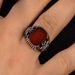 Alloy Inlaid Red Jade Marrow Men's Ring Punk Style Hand Jewelry_ipsvogv.com