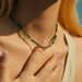 Niche Retro Green Natural Stone Broken Silver Beaded Necklace Light Luxury Emerald Clavicle Chain_ipsvogv.com