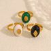 K Gold Plated Natural Stone Titanium Steel Ring Female Ins Simple Style Geometric Star Diamond Open Ring_ipsvogv.com
