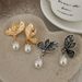 French Style Light Luxury For Women, Niche Design Gold Lotus Leaf Pearl Earrings_ipsvogv.com